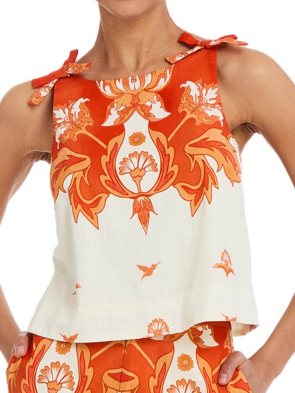 mestiza new york XL coordinating payton printed boat neck sleevelss blouse top